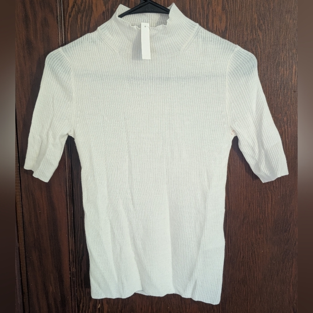 New With Tag Madewell Merino Wool Mock Neck Lightweight Short Sleeve Top Size XS